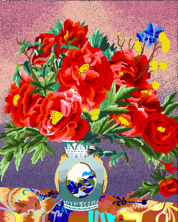 牡丹绣花图案