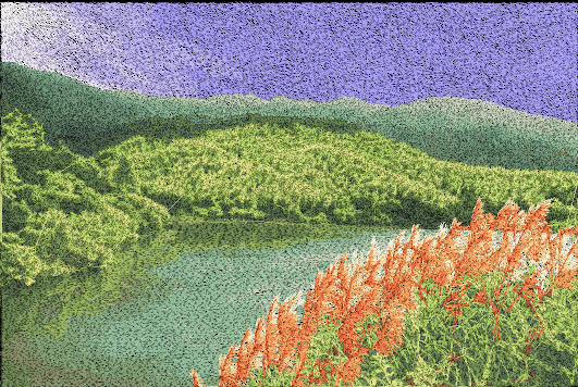 林景致绣花图