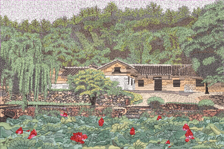 毛泽东故居绣花图案