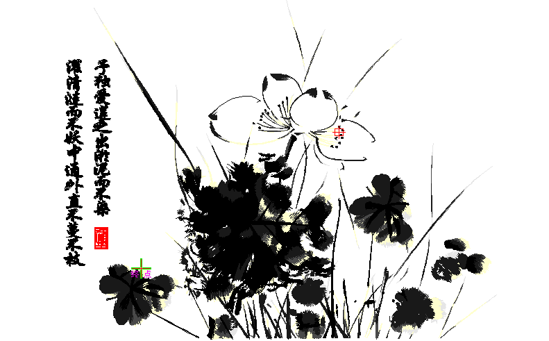 水墨画绣花图案