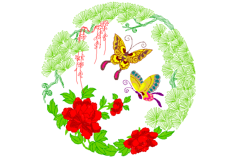 蝴蝶绣花图案